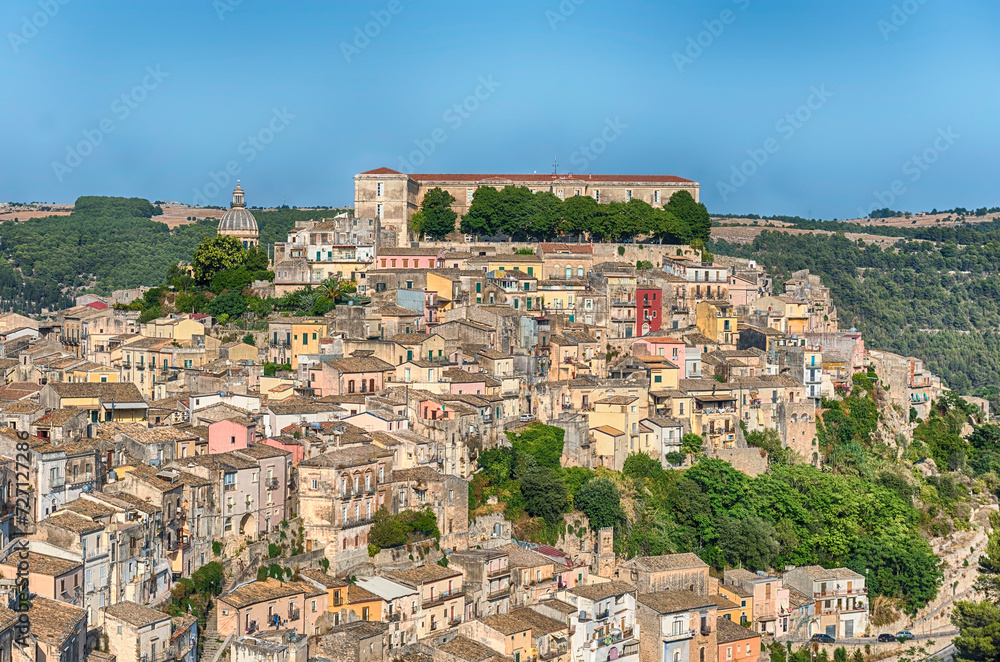 Panoramic view of Ibla, scenic lower district of Ragusa, Italy