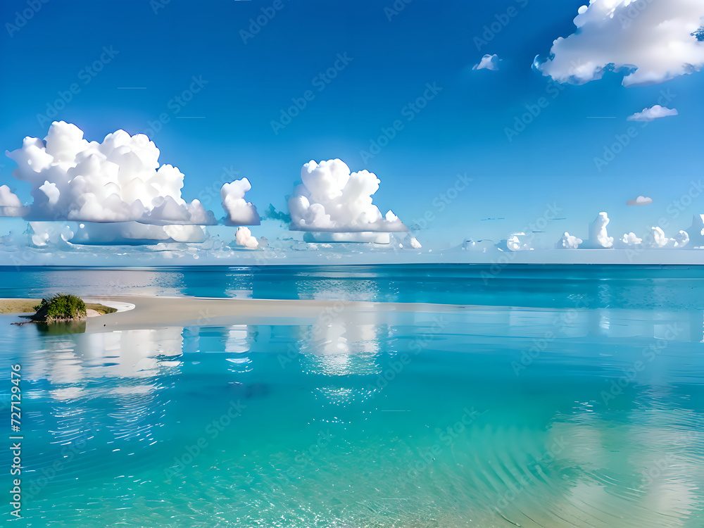 blue sky with clouds and water