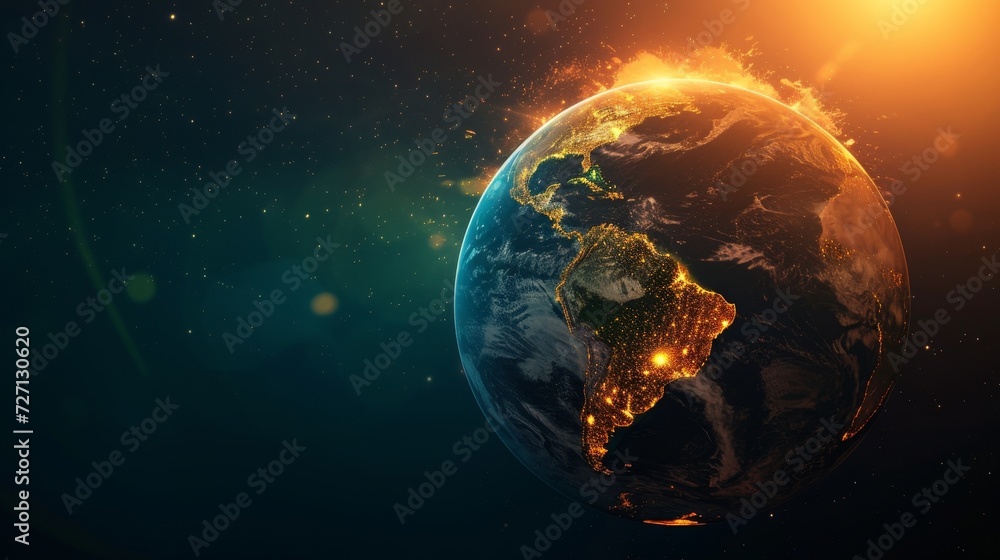 Obraz premium Glowing Horizons: Globe of Sustainable Progress