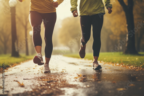 Couple jogging in park