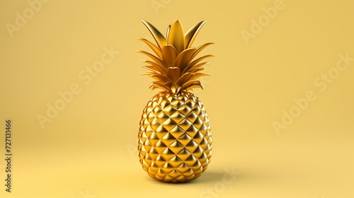 Golden Pineapple on a Soft yellow background