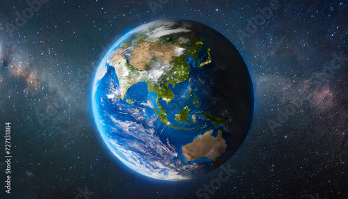 Sphere of nightly Earth planet in outer space photo
