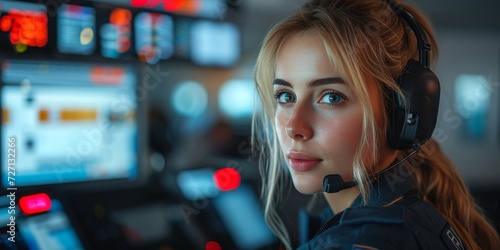 Dedicated to Public Safety: A Police Officer in an Emergency Call Center Coordinating Rapid Response Efforts, Generative AI
