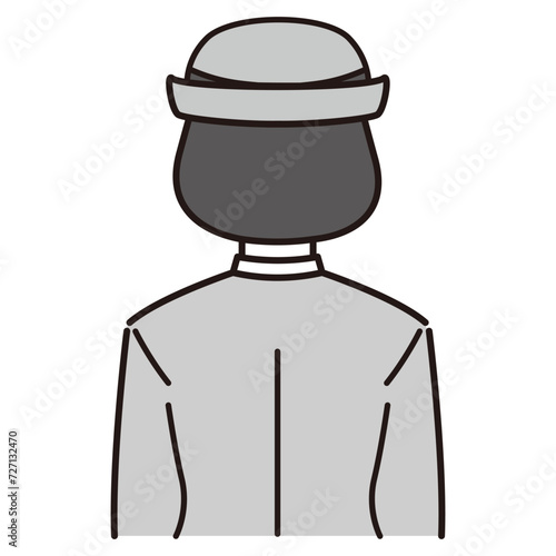 後ろを向く警察官イラスト
