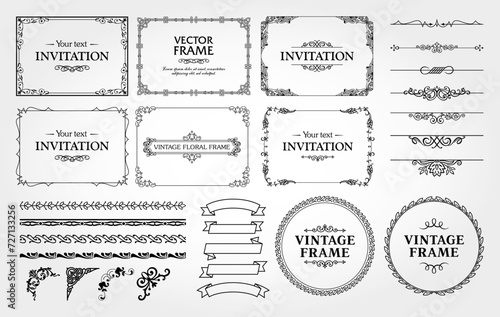 Vintage decorative design elements set 02