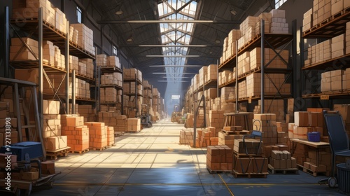 Storage Warehouse Interior View Generative AI