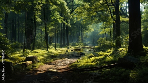 Tranquil Forest Jog Generative AI © vadosloginov