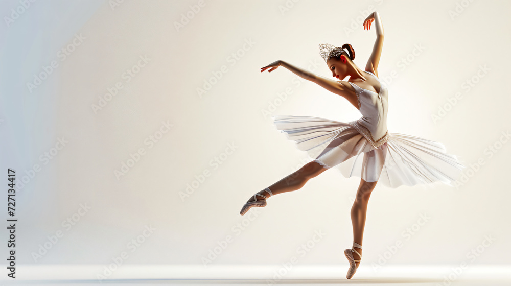 A stunning stock image of a mesmerizing ballerina captured in exquisite detail and rendered in a captivating 3D style. With her graceful pose and elegant movements frozen in time, this isola