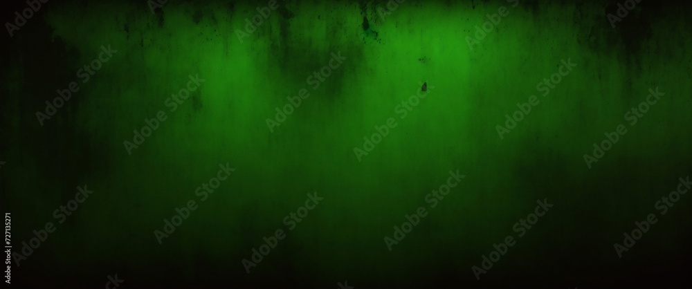 Fototapeta premium Elegant dark emerald green background with black shadow border and old vintage grunge texture design. Matte green texture or background with stains, waves and grain elements.