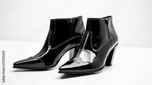 Women's black leather ankle boots Generative AI