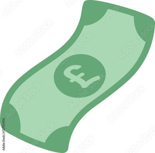 Flowing Paper Money Icon Pound Currency Hand Drawn Flat Vector Isolated