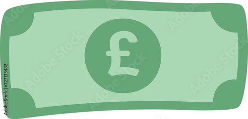 Paper Money Icon Pound Currency Hand Drawn Flat Vector Isolated