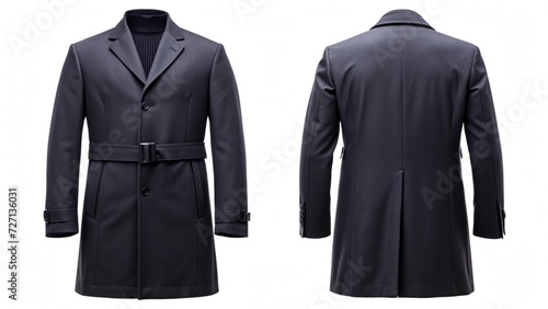 front and back of coat on white background