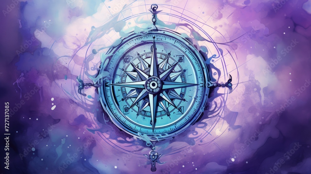 Wind rose ,.Compass watercolors 