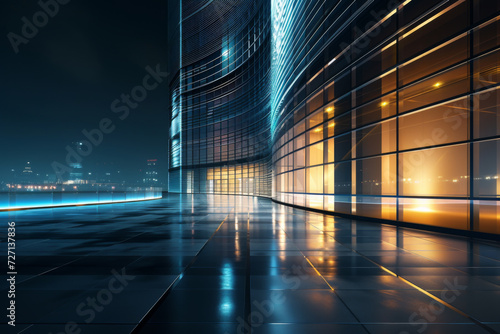 An image of a building outside at night