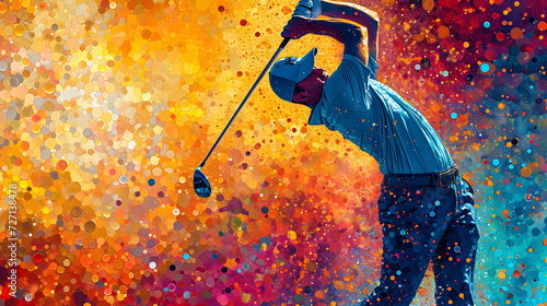 Immerse in the precision of GOLF with a neon digital painting, capturing the dynamic movement and spirit of this Olympic sport.