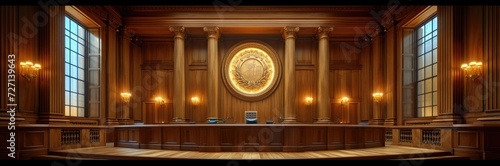 A courtroom scene where laws impacting economic freedom and regulation are debated
