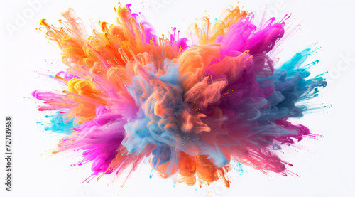 Abstract powder splash background. Colorful powder explosion on solid color background photo