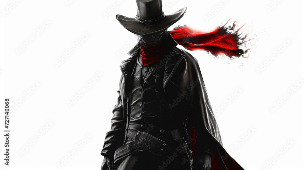 A stunning 3D rendering of a mysterious vampire hunter, exuding power and determination, set against a dark and isolated background. Perfect for adding an element of intrigue and fantasy to