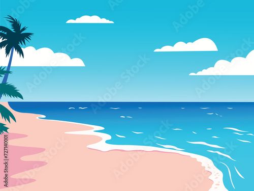 Fototapeta Naklejka Na Ścianę i Meble -  flat beach landscape illustration