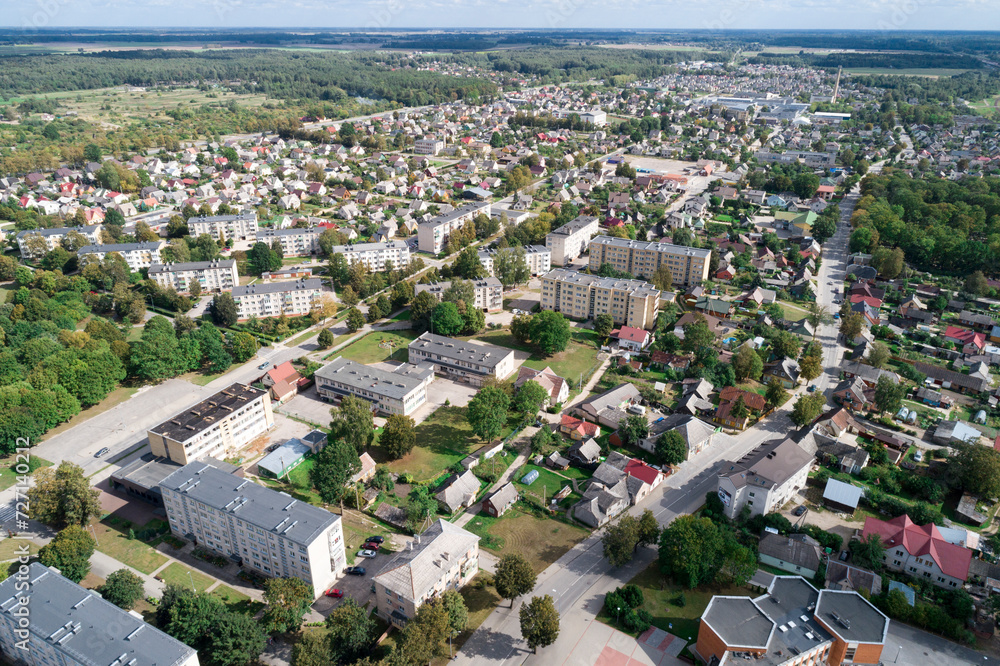 An aerial view of town lanscape