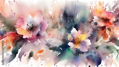 Delicate  colorful water-color wallpaper with beautiful spring flowers. Illustration 4K