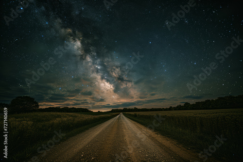 Mountain road with milky in the sky. photo