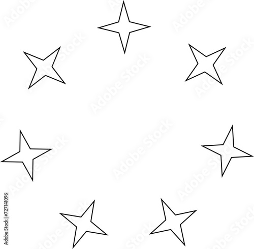 Stars various arranged in a circle. Decoration elements