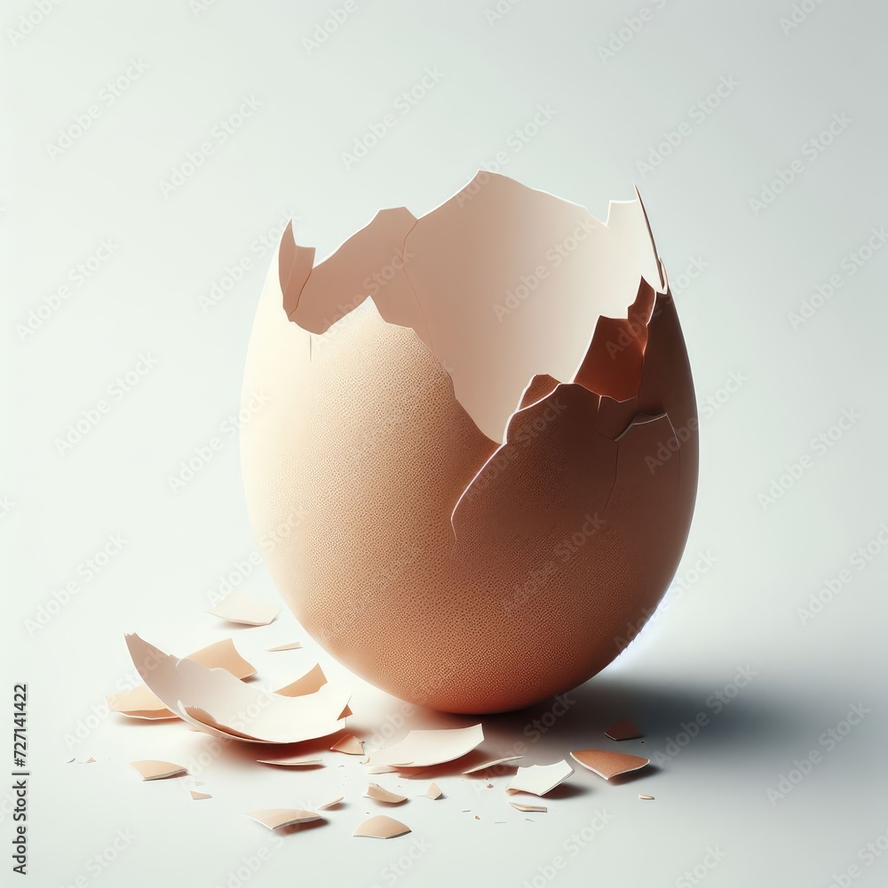 broken egg shell on white