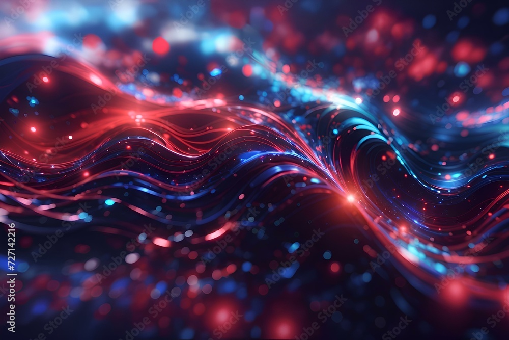 Modern Abstract Background with Neon Fluid Waves, created by ai generated - obrazy, fototapety, plakaty 