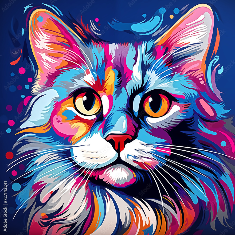 Fototapeta premium creative colorful cat poortrait, pop art