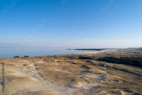 An aerial view of baltic sea seaside and nida