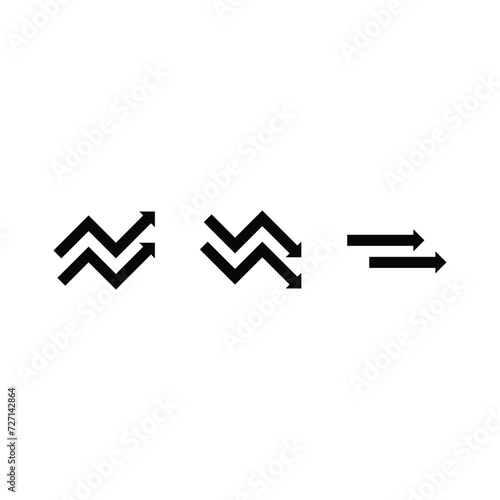 Illustration of rising, falling, and stagnant bar charts