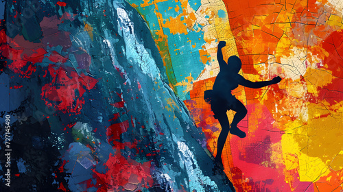 Immerse in the precision of SPORT CLIMBING with a neon digital painting capturing the dynamic movement and ascent prowess of this Olympic discipline.