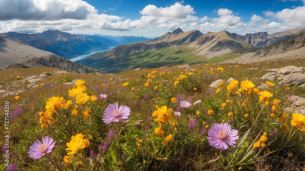 Obraz premium Examine the rich biodiversity supported by mountain wildflowers and these plants contribute to the overall ecological balance in the mountain ecosystem