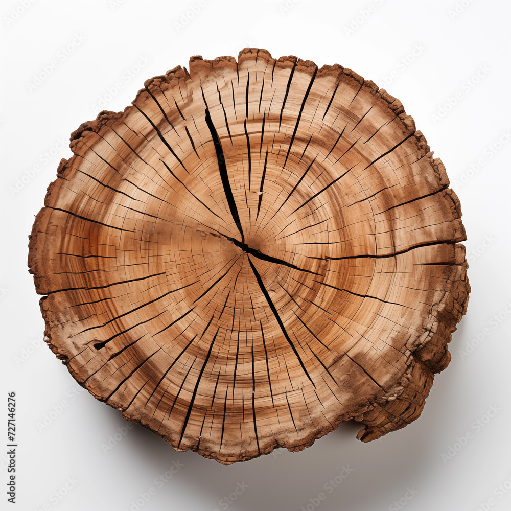 Fototapeta premium Old piece of tree stump isolated on white background