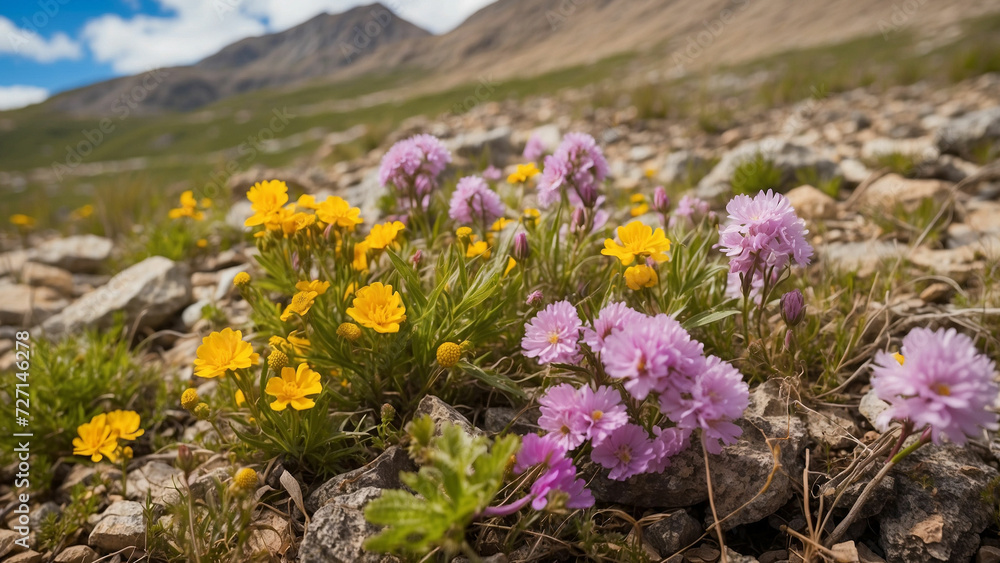 Obraz premium Examine the rich biodiversity supported by mountain wildflowers and these plants contribute to the overall ecological balance in the mountain ecosystem
