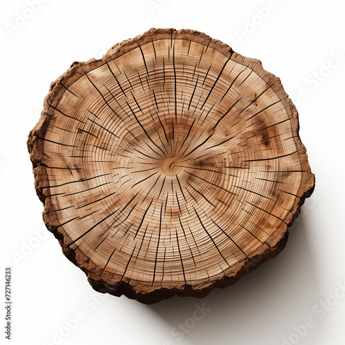 Old piece of tree stump isolated on white background