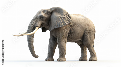 A breathtaking 3D rendering of a majestic elephant  exuding power and strength. Created in a super realistic style  this isolated artwork captures every intricate detail of the elephant s ma