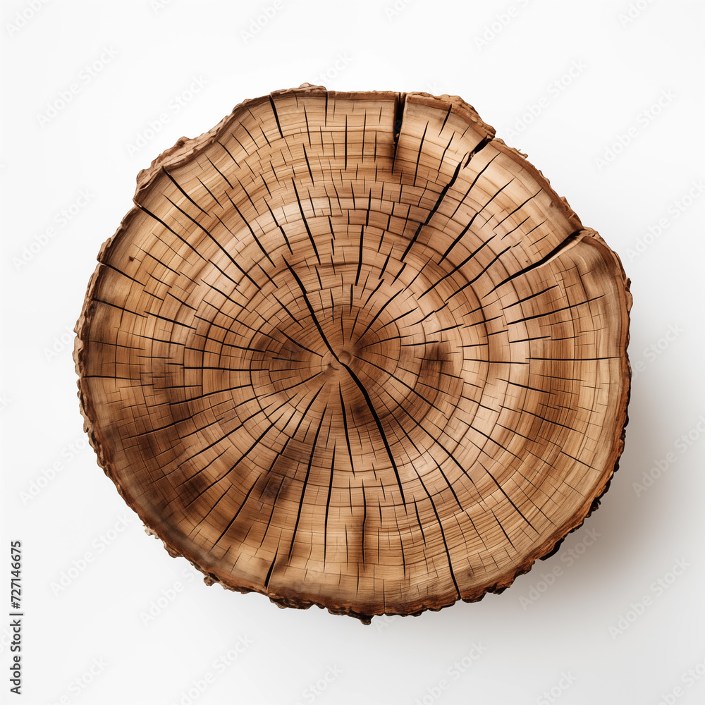 Old piece of tree stump isolated on white background