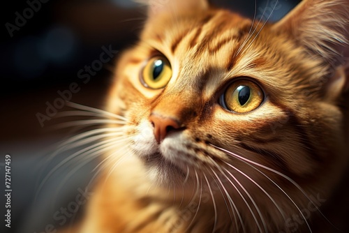 Cute orange cat with beautiful eyes. Close-up.