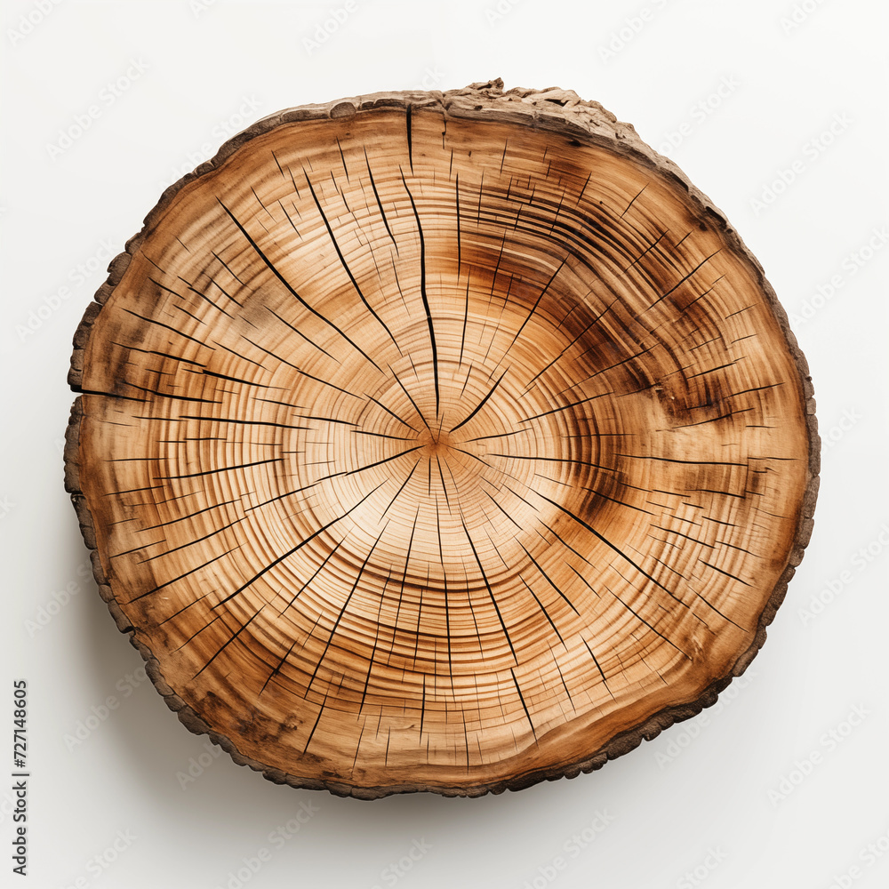 Old piece of tree stump isolated on white background