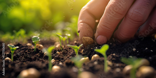 Planting Seeds: Hands in Dirt Planting Seeds, Representing the Beginning of Growth and Nurturing