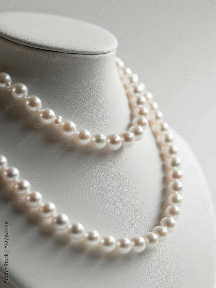 Necklace with pearls on necklace display. Necklace with pearls on necklace display.