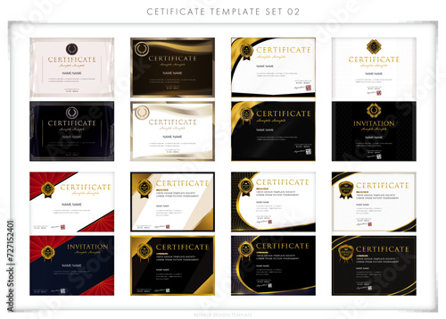 賞状セット（横向き）2　certificate　ディプロマ　表彰状　フレームデザイン