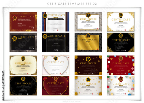 賞状セット（横向き）3　certificate　ディプロマ　表彰状　フレームデザイン