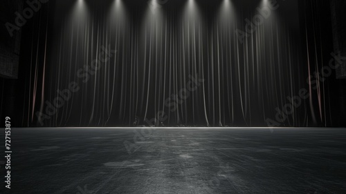 Stage with curtain or drapes black background