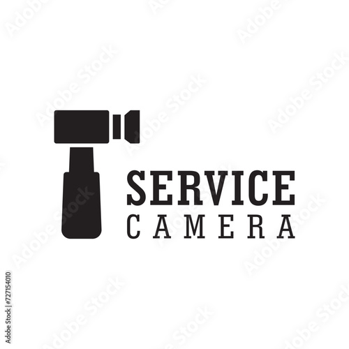 Service camera logo design, combination of camera logo design with hammer, Service camera, for service camera repair business