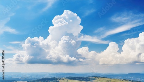 white cumulus clouds formation in blue sky