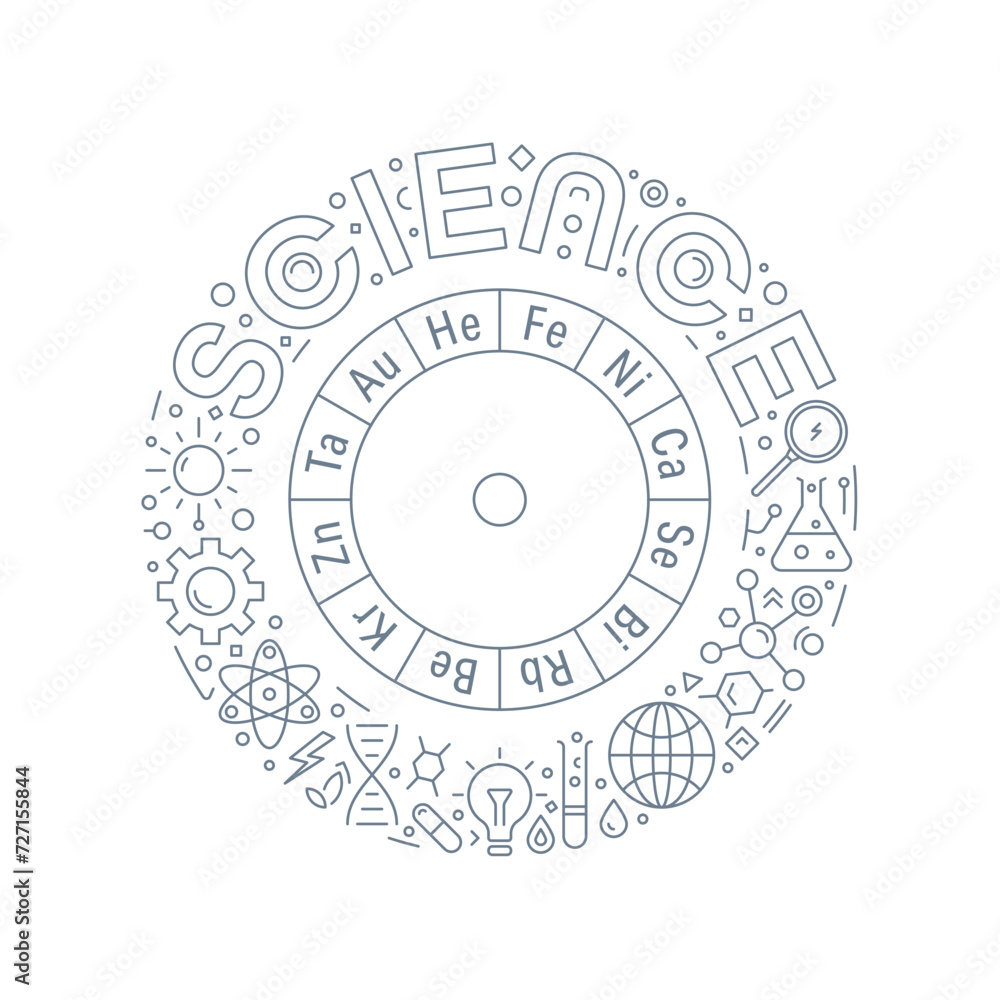 science and science symbols around the circle. science and element symbols concept. science concept for science, education, business science and science symbols around the circle. science and element symbols concept. science concept for science, education, business